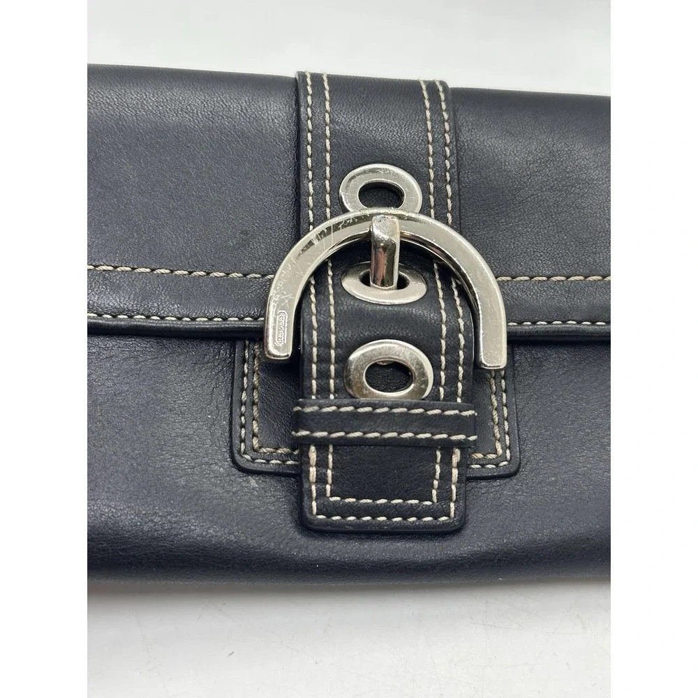 COACH Soho Hampton Black Leather Large Buckle Wallet Buckle